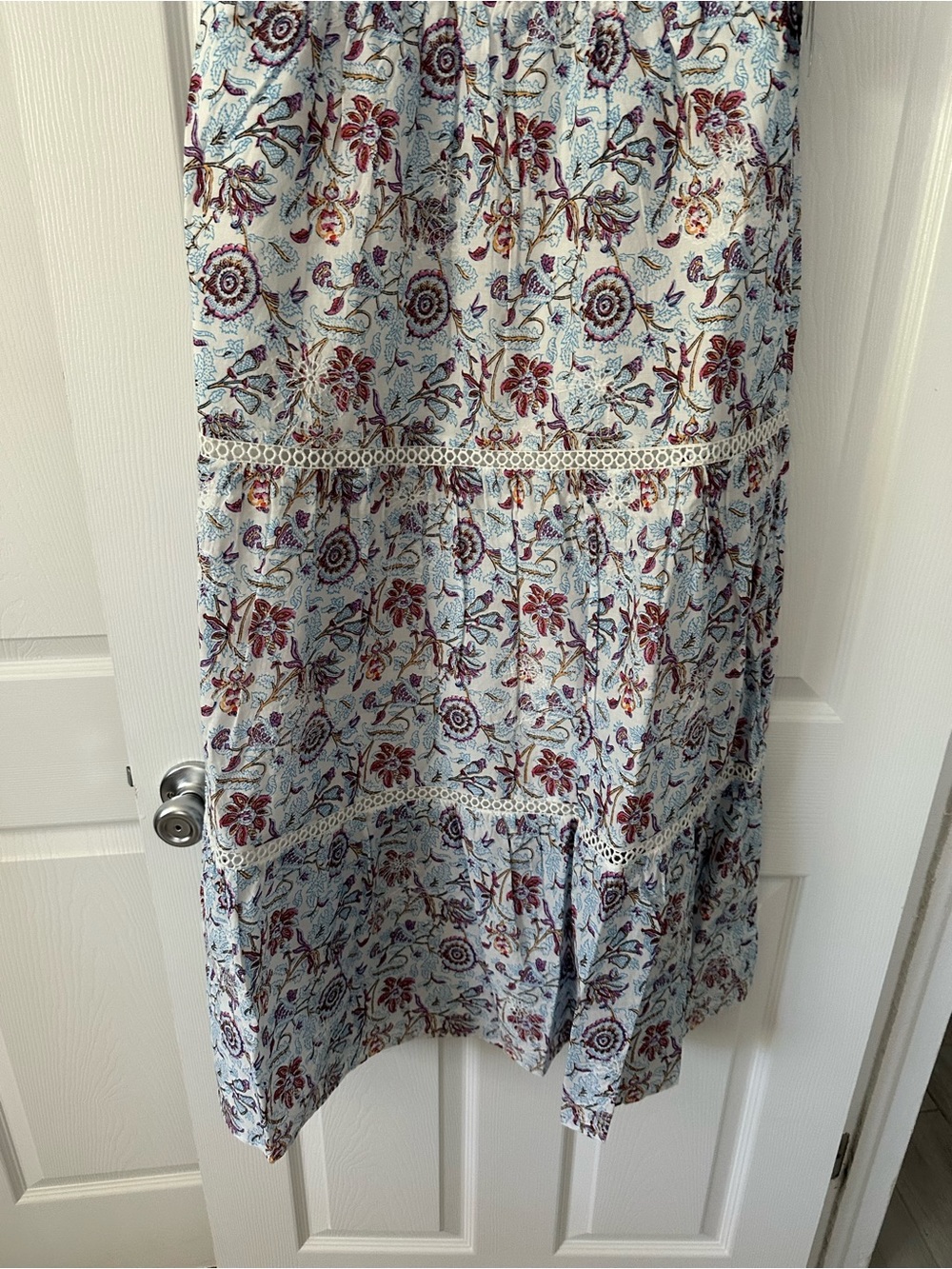Roberta Roller Rabbit White Maxi Dress with Burgundy & Navy Floral Print - Picture 6 of 8